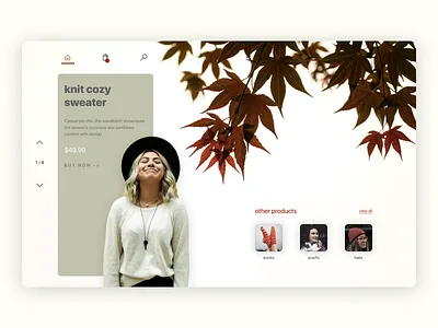 Sweater | Product Landing Page adobe colours creative design fall figma illustrator landingpage sweater typography ui website