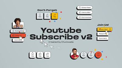 Youtube Subscribe v2 (AE Template) aftereffects branding design follow graphic design logo motiondesign motiongraphics social media subscribe youtube