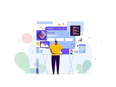 Web branding branding character design flat illustration uiux vector webbanner webpage