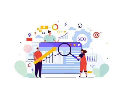 SEO branding character cloud computer data design home illustration office ui vector