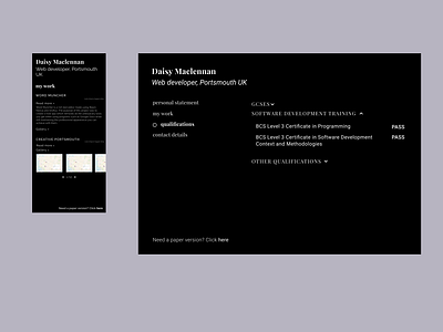 Personal portfolio website - typography based design monochrome portfolio typography