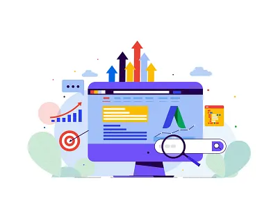 Google adwords adwords branding cloud computer design flat graph design illustration search vector