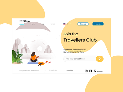 Travellers landing page adobe xd design illustration ui ui ux ui design ux ux design web xd