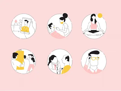 Sana Benefits | Illustrated Icons brand design brand identity brand illustration icon design iconography illustration