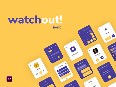 ⌚️ Apple Watch UI Kit | Watchout! Basic adobe xd alarm apple watch calender chat clean contact madewithxd minimalistic music orange purple smartwatch ui ui kit ui8 ux voice assistant watchout