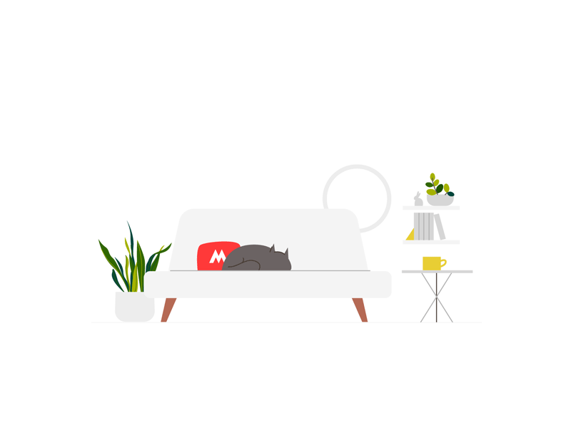 Sleepy cat animation cat emptystate illustration motiongraphics