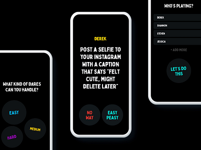 Do or Die - Party Game App animation app dares game games gif group game indie games ios iphone mobile app mobile app design mobile games movie product product design product designer skeleton transitions