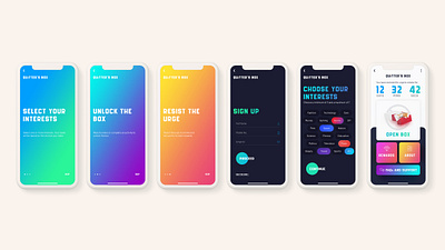 Quitter's Box app design app designer gradient design gradient ui iphone x mobile app mobile design ui ui design uiux user interface
