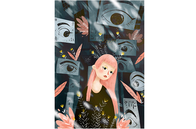 Views character design girl character illustration typography