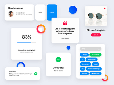 Interface Elements app card design color download interface elements message minimal mobile navigation product qoute shape social tags ui user interface ux web