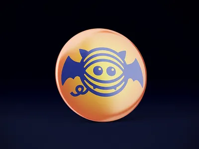 Fiberific Halloween Bat Logo on a Button badge bat brand brand identity branding button buttons crochet halloween halloween design holiday illustration knitting logo logotype merch design merchandise print print design yarn