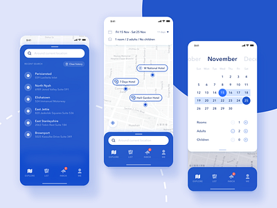 Booking Hotel animation blue data design dribbble gif ui ux