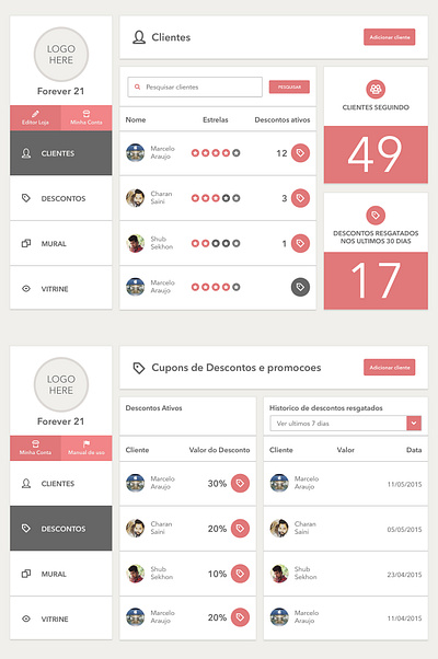 Dash Board UI Design ~~ Clients ~~ admin design app branding client dashboard app dashboard ui design discount flat graphic design illustrator photoshop ui uiuxdesigner ux vector