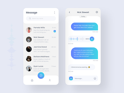 Messaging App 2019 trend adobe xd app app design application chat app colors design ios message app messaging app minimal mobile mobile app mobile app design search ui user interface ux voice