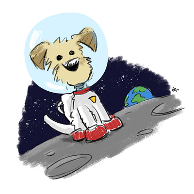 Pup In Space character design digital illustration dog illustration photoshop puppy sketch