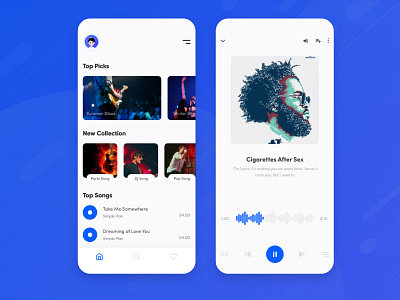 Music Player App app app ui application artist ios ios app design minimal music music album music app music app playlist player music player music player app player playlist song trend 2019 typography ui ui ux