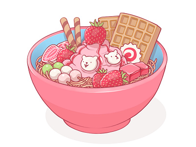 Ramen 3 dango desert japan japanese japanese food kawaii noodles pink ramen strawberry sugar sweet waffles