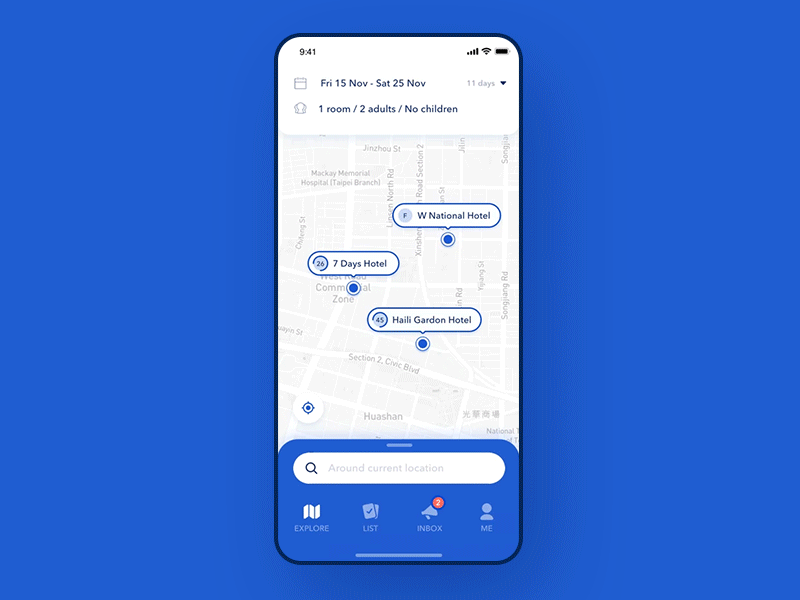 Booking Hotel animation blue cool data design dribbble fun gif hotel national principle principleapp ui ux