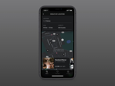 Search Results by Location app booking iphone map results ui ux venue venues