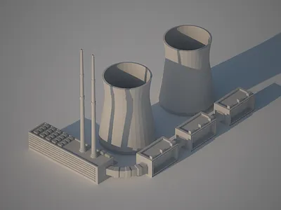 Power Plant 3d brutalism c4d design electricity model power plant tower vray