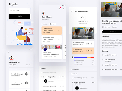 Skillery - a new app for on-the-job training course figma illustration teaching training training center tutorial ui ux video visual design