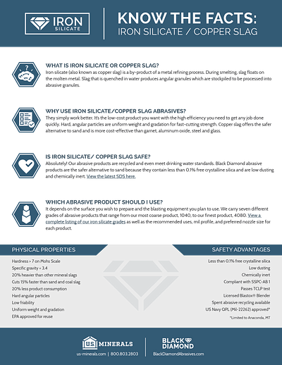 US Minerals: Know The Facts Sell Sheet branding design print