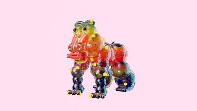 Gorilla 3d 3dillustration glass illustration redshift rendering