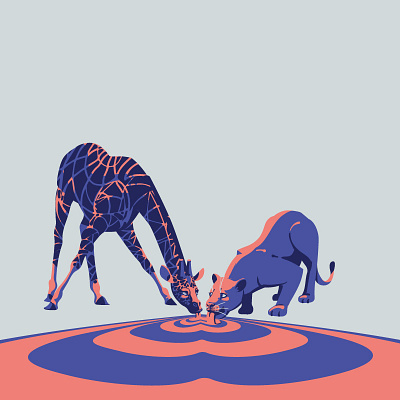 Love adobeillustrator africa animal animals art design digitalart digitalillustration drawing drink flatdesign giraffe illustration illustrator lion look love pink vector vector illustration