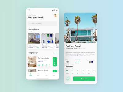 Hotel booking app app design flat icon minimal typography ui ux web