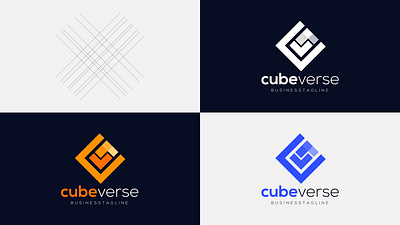 cube verse logo design amazing branding business company corporate cube cube logo design illustration logo real estate typography verse