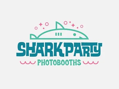 Shark Party branding design icon illustration logo mark party photo booth photographer shark tiki typography vector water