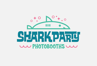 Shark Party branding design icon illustration logo mark party photo booth photographer shark tiki typography vector water