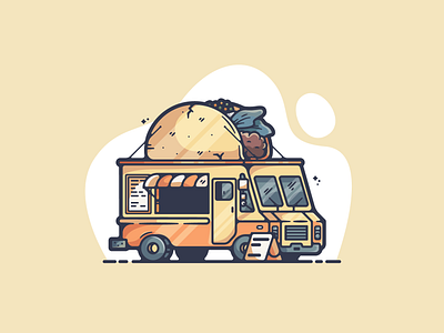 Taco Truck adobe art cartoon clean color creative designer dribbble flat food graphic graphic design illustration illustrator modern portfolio shot simple taco taco truck