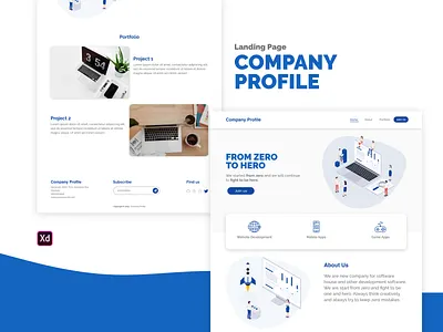 Landing Page - Company Profile adobe xd company profile jumbotron ladingpage landing page landing page ui minimalist simple design