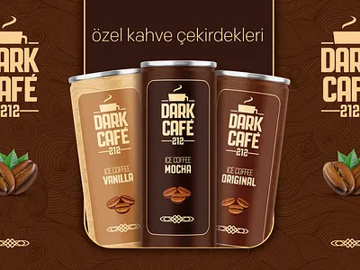 Dark Cafe Ice Coffee Packaging Design branding design can packaging ice coffe logo package design typography