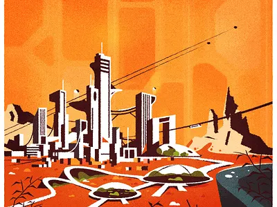 Hot days ahead architecture city cityscape design futurism illustration minimalist retro texture vector