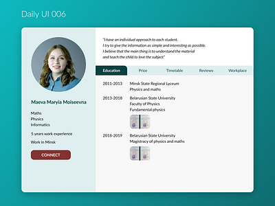 Daily UI 006 - User Profile dailyui design figma profile teacher ui ux
