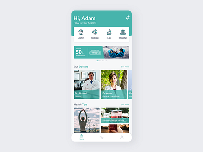 Healthcare App 🩺 - Exploration adobexd app clean design health health care healthy hospital ios medical medical care ui ux