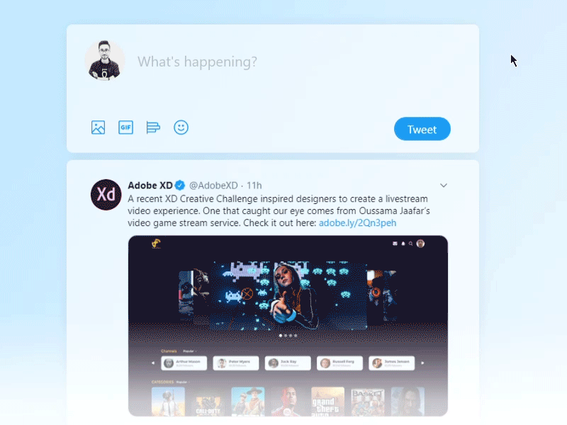 Tweet Animation adobe xd adobexd animation animations application design twietter ui ui ux ui deisgn uidesign ux design
