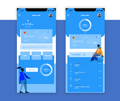 App Banco Inter app bank bank app design design graphic minimal prototype ui ux web website wireframe