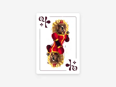Playing Cards - Queen Lady ace of spades clubs diamonds dog dog illustration hearts illustration illustrations photoshop playful playing cards spades