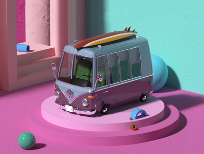 My new sweet car Volkswagen Camper Van. 3Ds MAX modelling. V-ray 3dsmax campervan car modelling toys v ray vray vw