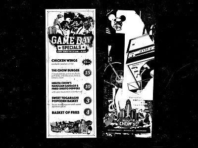 Gameday Specials Menu 716 bar menu barcade buffalo bills buffalo city hall collage gameday! grunge japanese menu design merch design metal misuta chows poster design punk restaurant menu specialsmenu