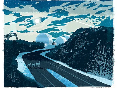 NASA Langley Research Center digital illustration winter scene