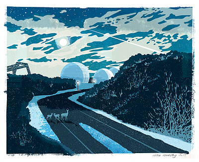 NASA Langley Research Center digital illustration winter scene