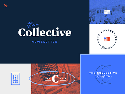 The Collective Brand Identity brand brand design brand identity branding branding design flag halftone logo logo design logo marks logotype newsletter political political brand politics seal serif logo