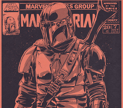 The Mandalorian cinema comic art comic book art comic books comic illustration comics disney mandalorian mangastudio marvelcomics poster science fiction scifi scifi illustration star wars vexel vintage comics