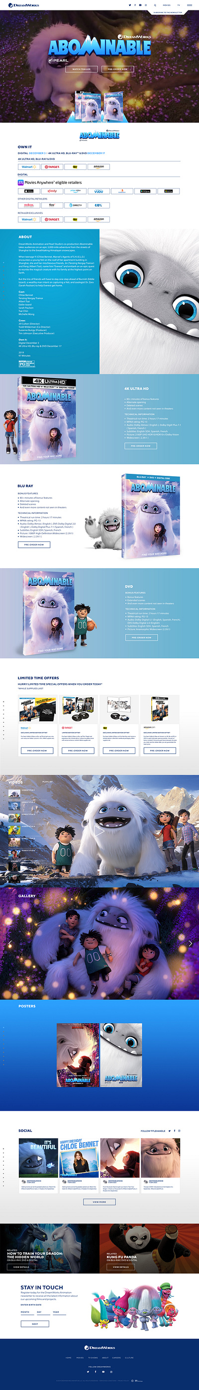 Dreamworks Abominable branding design ui ux web website