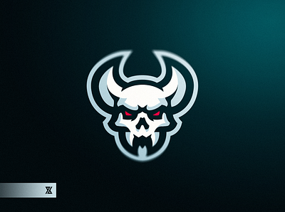 Skull with Horns Mascot Logo art bjorklidesign branding design devil esport graphic horn ice illustration logo mascot oni skull vector