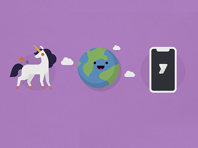 Explainer Look&Feel animation flat globe illustration phone unicorn